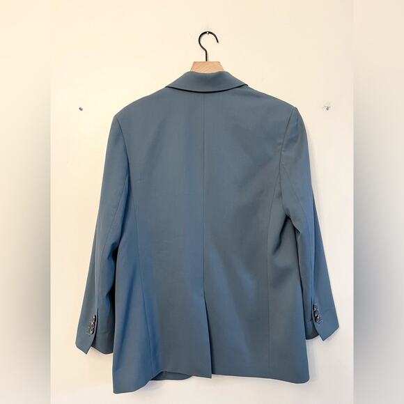 Everlane The ’80s Italian Wool Blazer teal oversized 3 button office casual - Picture 9 of 11